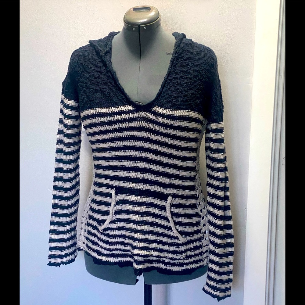 Roxy Striped Knit Sweater w Hood